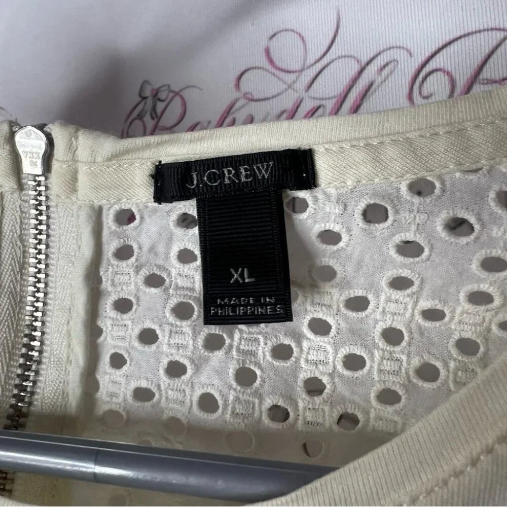 J. Crew tshirt blouse open crochet Cream Women's Blouse with Eyelet Sleeves